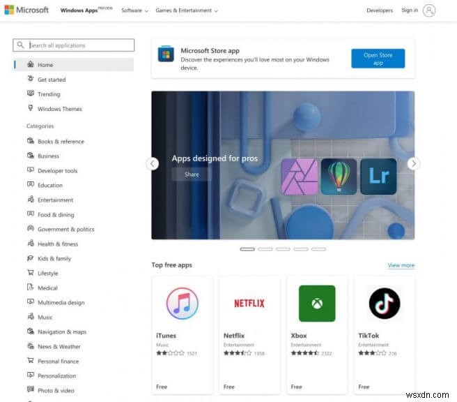 Windows 11のデザインを取り入れた、新しく生まれ変わったMicrosoft Store Web版がプレビュー公開