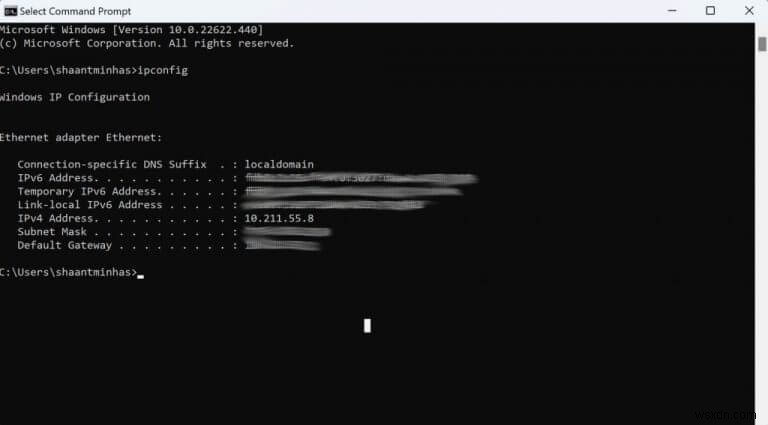 WindowsのコマンドプロンプトでIPアドレスを確認する方法