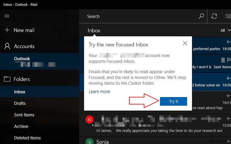 Outlookの「優先受信トレイ(Focused Inbox)」を無効にする方法