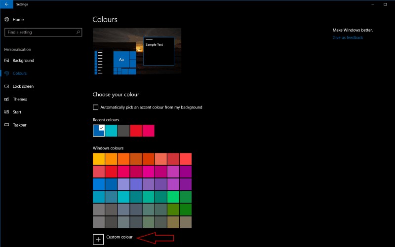 Windows 10 Creators Updateで独自のアクセントカラーを設定する方法