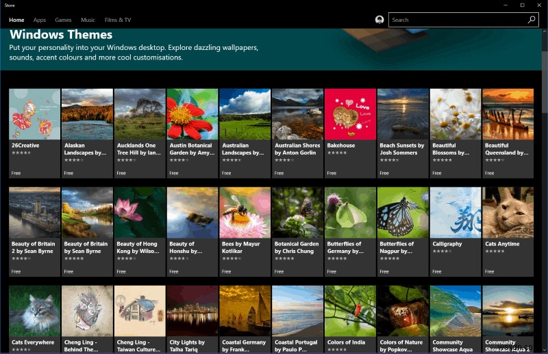 Windows ストアからテーマを入手して Windows 10 にインストールする方法