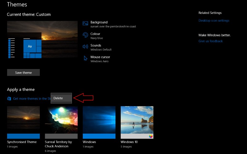 Windows ストアからテーマを入手して Windows 10 にインストールする方法
