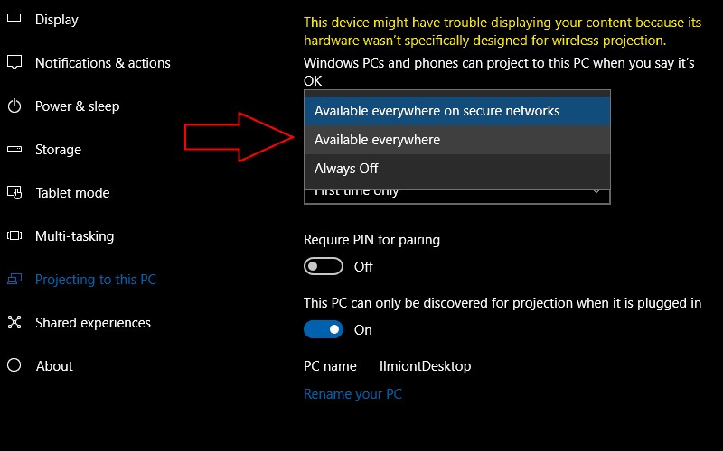 【Windows 10】スマートフォンの画面をPCにワイヤレス投影する方法