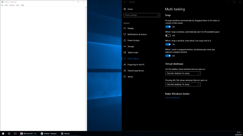 Windows 10のスナップ機能でアプリを画面に並べる方法|2分割・4分割レイアウトの使い方