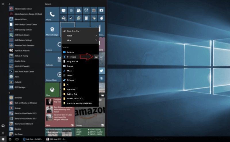 Windows 10のスタートメニューに表示するフォルダをカスタマイズする方法