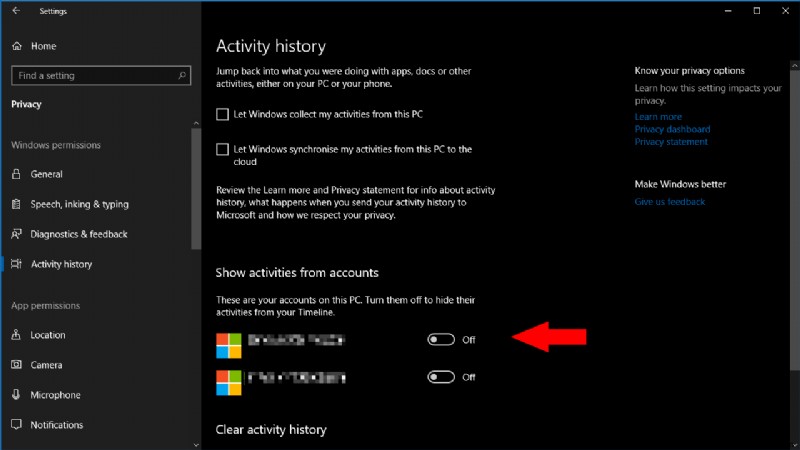 Windows 10のタイムライン機能を無効化(または再有効化)する方法