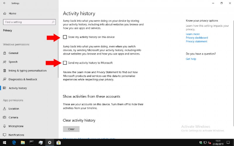 Windows 10のタイムライン機能を無効化(または再有効化)する方法