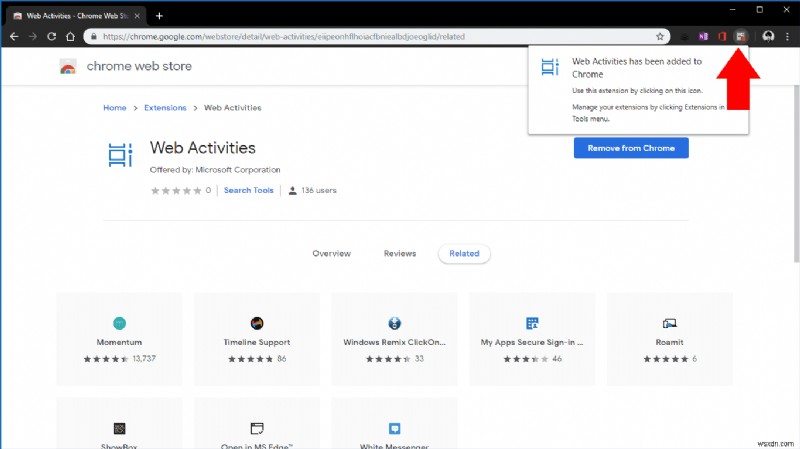 Google Chrome の閲覧履歴を Windows 10 のタイムラインに追加する方法