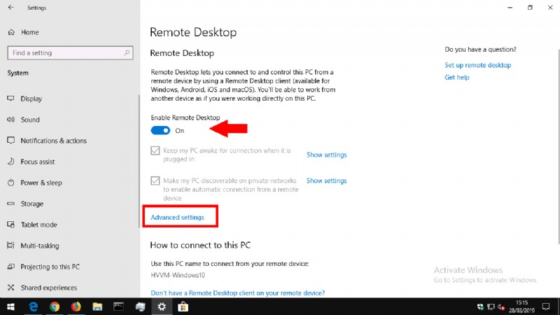Windows 10 PCでリモートデスクトップ接続を有効にする方法