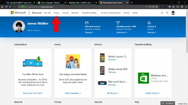 Microsoftアカウントのデータアーカイブをダウンロードする方法