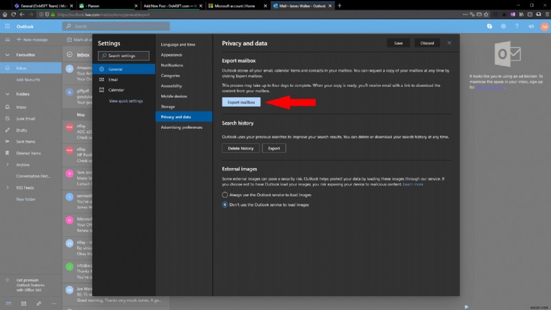 Microsoftアカウントのデータアーカイブをダウンロードする方法