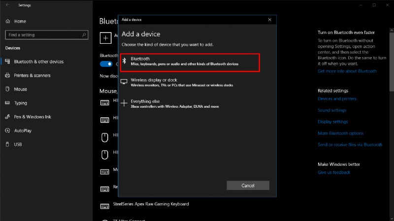 Windows 10のPCからBluetooth経由でファイルを送信する方法