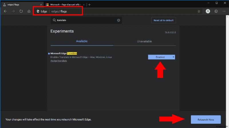 Edge DevブラウザでMicrosoft翻訳機能を有効にする方法