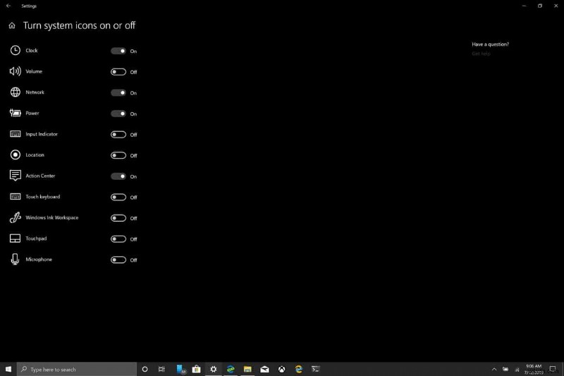 Windows 10でシステムアイコンの表示をオン・オフに切り替える方法