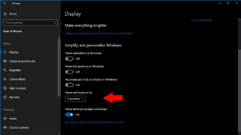 Windows 10の通知表示時間(タイムアウト)を延長する方法
