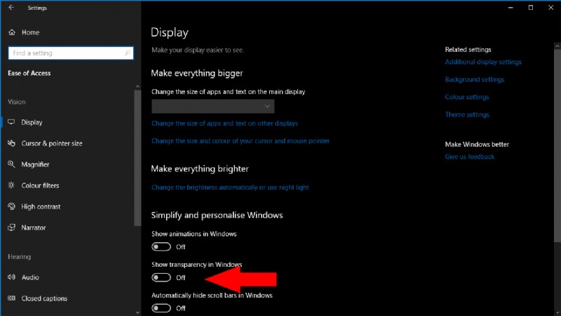 Windows 10でFluent Designの透明効果を無効にする方法