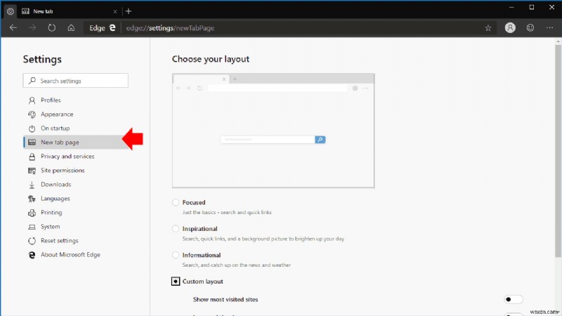 Microsoft Edge Insiderの新しいタブページをカスタマイズする方法