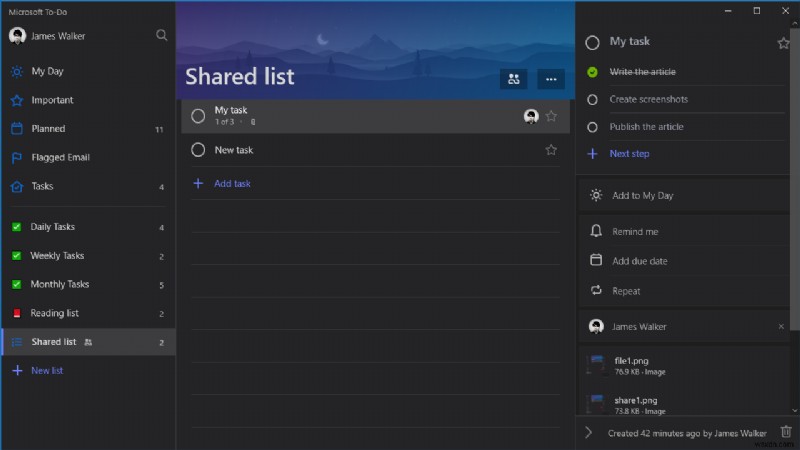 Microsoft To-Doでサブタスク(ステップ)を作成する方法