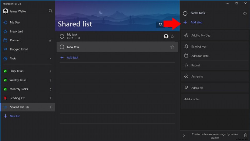 Microsoft To-Doでサブタスク(ステップ)を作成する方法