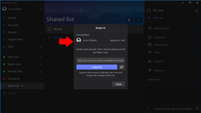 Microsoft To-Doでタスクをユーザーに割り当てる方法
