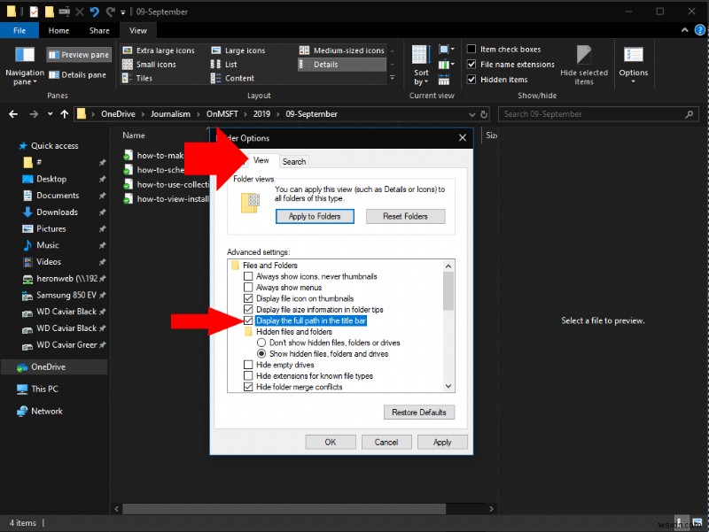 Windows 10のエクスプローラーでタイトルバーに完全なフォルダーパスを表示する方法