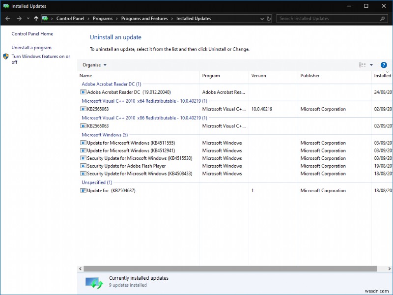 Windows 10でインストール済みの更新プログラムを確認する方法