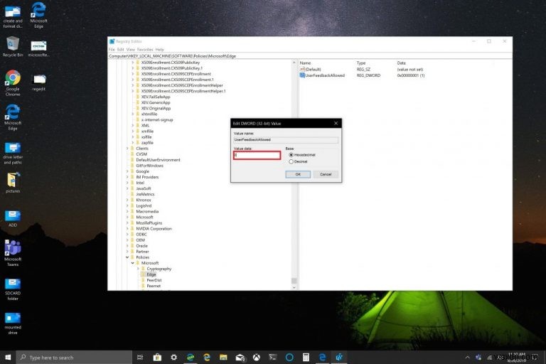 Microsoft Edge のベータ版・Dev版・Canaryビルドでスマイリー顔のフィードバックボタンを削除する方法