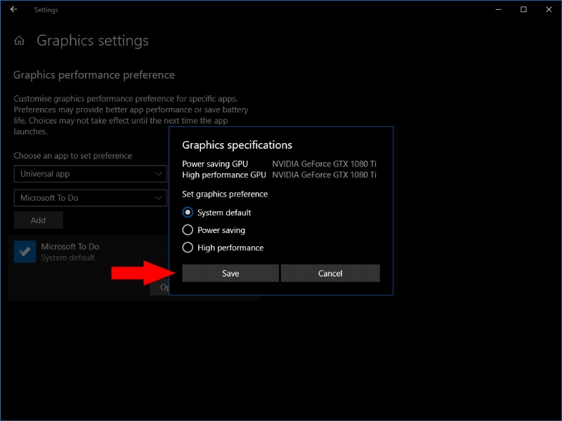 Windows 10でアプリごとのグラフィックスパフォーマンスを設定する方法