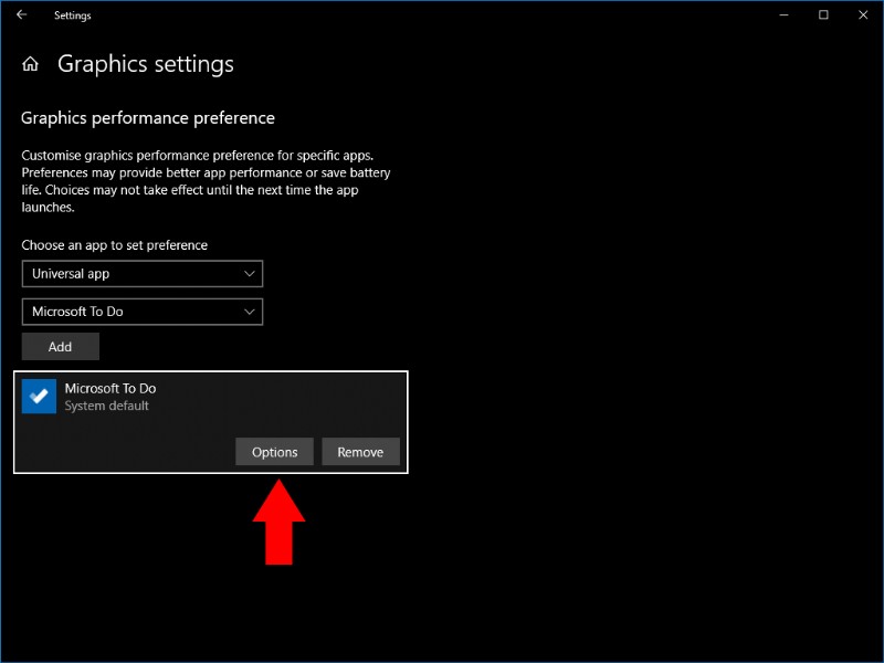 Windows 10でアプリごとのグラフィックスパフォーマンスを設定する方法