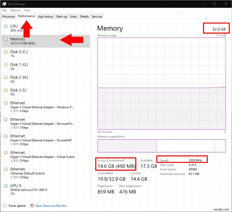 Windows 10でRAMの容量と速度を確認する方法