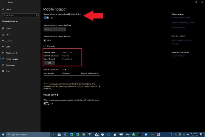 Windows 10のPCをモバイルホットスポットとして活用する方法