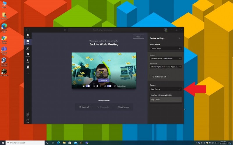 Windows 10でSnap Cameraを使ってMicrosoft Teamsの通話を盛り上げる方法