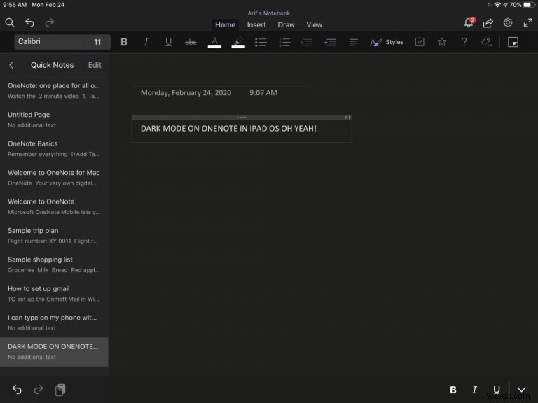 Mac、Windows、iOS、AndroidのOneNoteでダークモードを有効にする方法