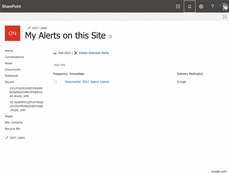 SharePoint Online でファイルが変更されたときにアラート通知を受け取る方法