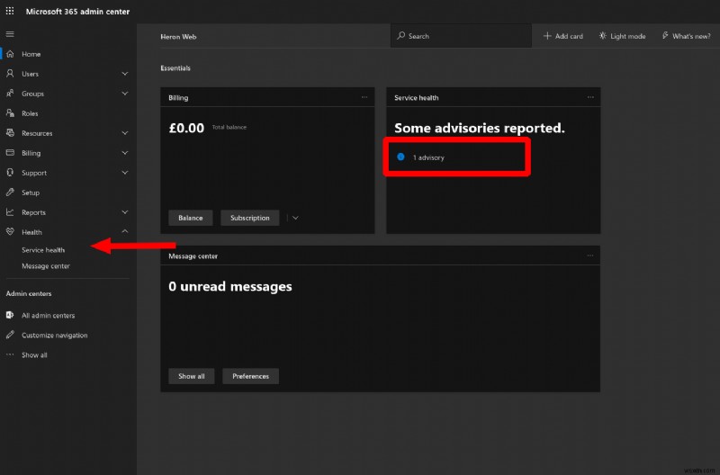 Office 365 管理センターでサービス正常性アドバイザリを確認・報告する方法
