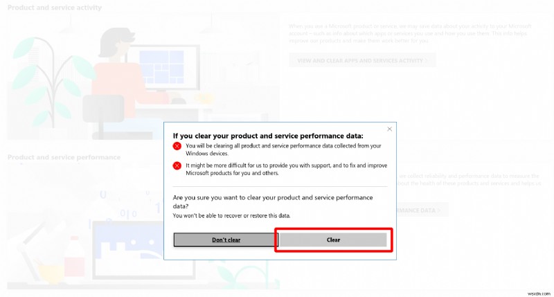 Microsoftアカウントから「製品とサービスのパフォーマンス」データを消去する方法