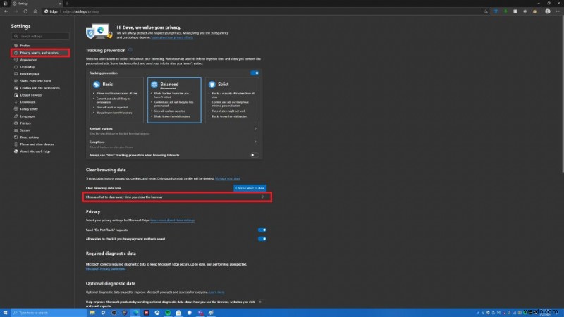 Microsoft Edgeでブラウザ履歴を自動的に消去する方法