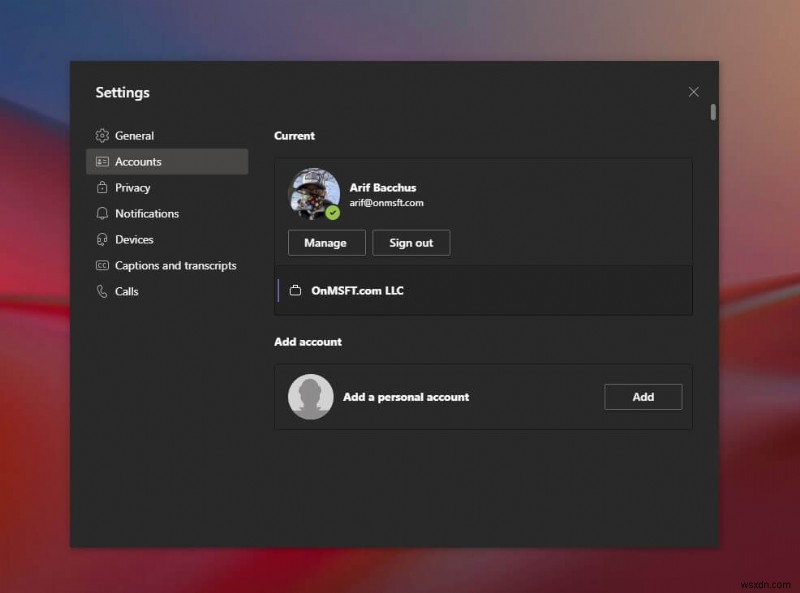 Microsoft Teamsアプリに個人アカウントを追加・切り替える方法