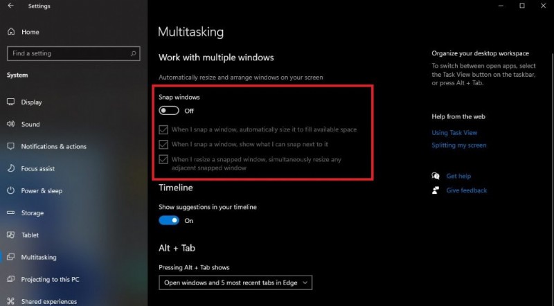 Windows 10でスナップアシストをすばやくオフにする最も簡単な方法