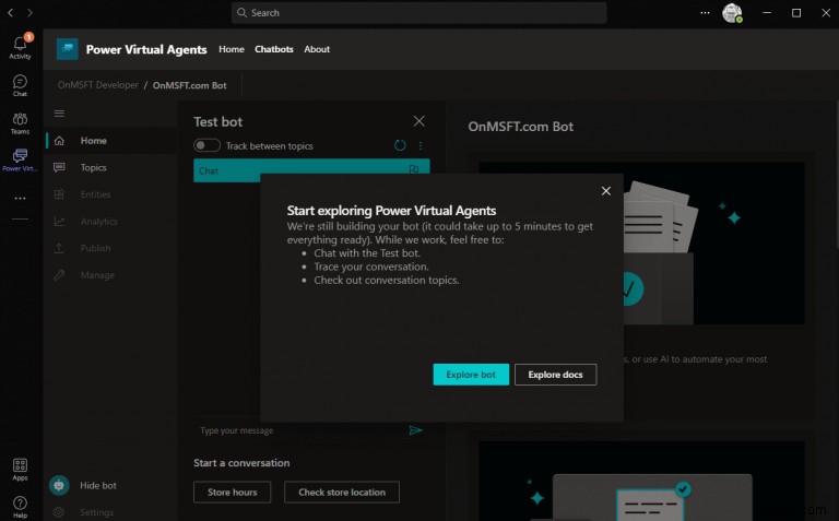 Microsoft TeamsでPower Virtual Agentsチャットボットを簡単に作成・管理する方法