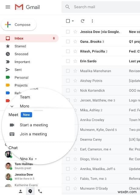 Google MeetがGmailと統合、受信トレイから直接ビデオ通話が可能に