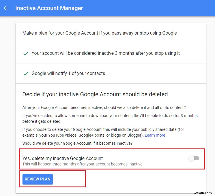 一定期間操作しないとGoogleアカウントが自動削除されるよう設定する方法
