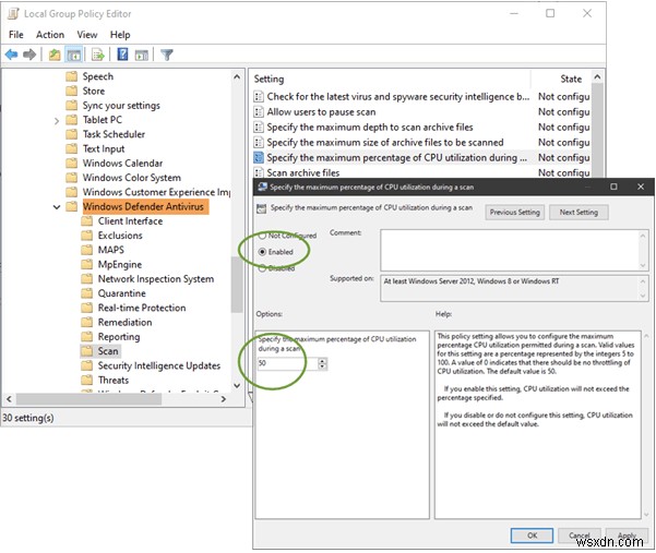 Windows Defenderスキャンの最大CPU使用率を設定・制限する3つの方法