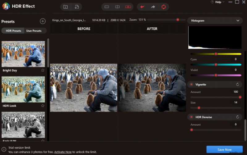 写真のノイズを除去してビネット効果を加える方法|HDR Effectアプリの使い方