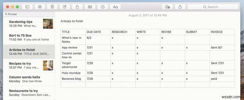 macOS High Sierraの「メモ」アプリ新機能を徹底解説|表作成とピン留めで情報整理がもっと便利に
