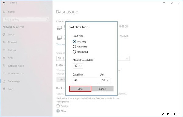 Windows 10でデータ使用量の上限を設定し、通信量を削減する方法