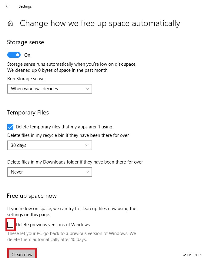 Windows 10 April 2018 Update適用後にディスク容量を取り戻す2つの方法