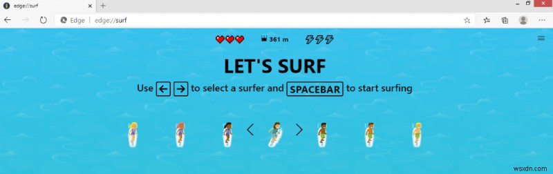 PCでMicrosoft Edgeサーフゲームをプレイする方法【edge://surf】