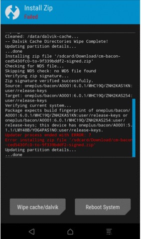 AndroidでカスタムROMインストール時に発生するTWRP「エラー7」の直し方