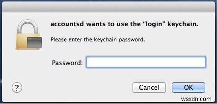 Macで「Accountsdがログインキーチェーンの使用を求めています」アラートが出続けるときの対処法